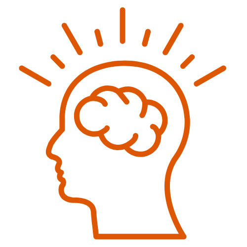 tête de profil, cerveau, crête cheveux, pensées, pense